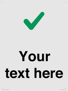 Custom plain background, green tick sign